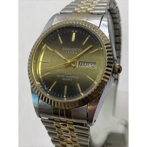 Swanson Mens Presidential Gold Silver Watch Works New Batterg